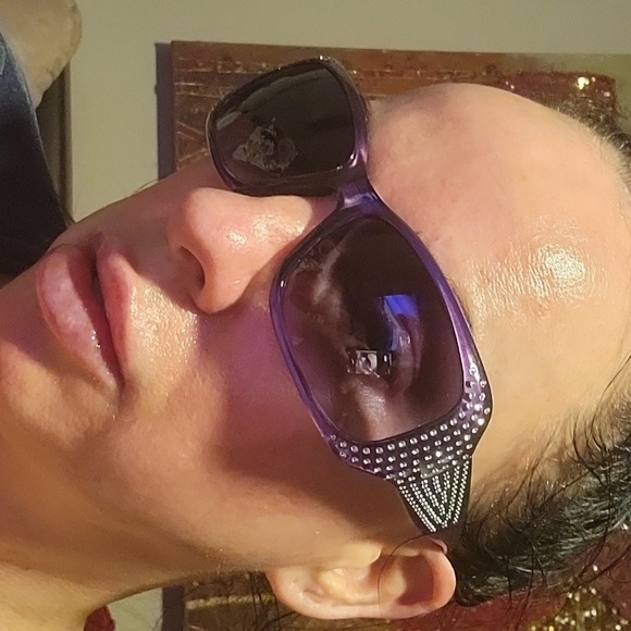 Purple Rhinestone Sunglasses 👓 - Picture 1 of 9